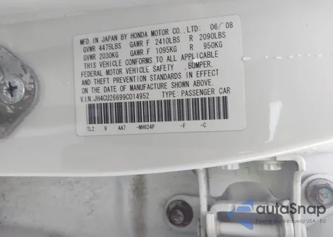 2009 Acura Tsx из США, поврежденный, VIN JH4CU26699C014952